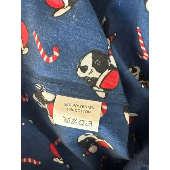 Boston Terrier Christmas Shirt XL 17.5 Blue Candy Cane Long Sleeve Button Up Dog - Picture 5 of 5